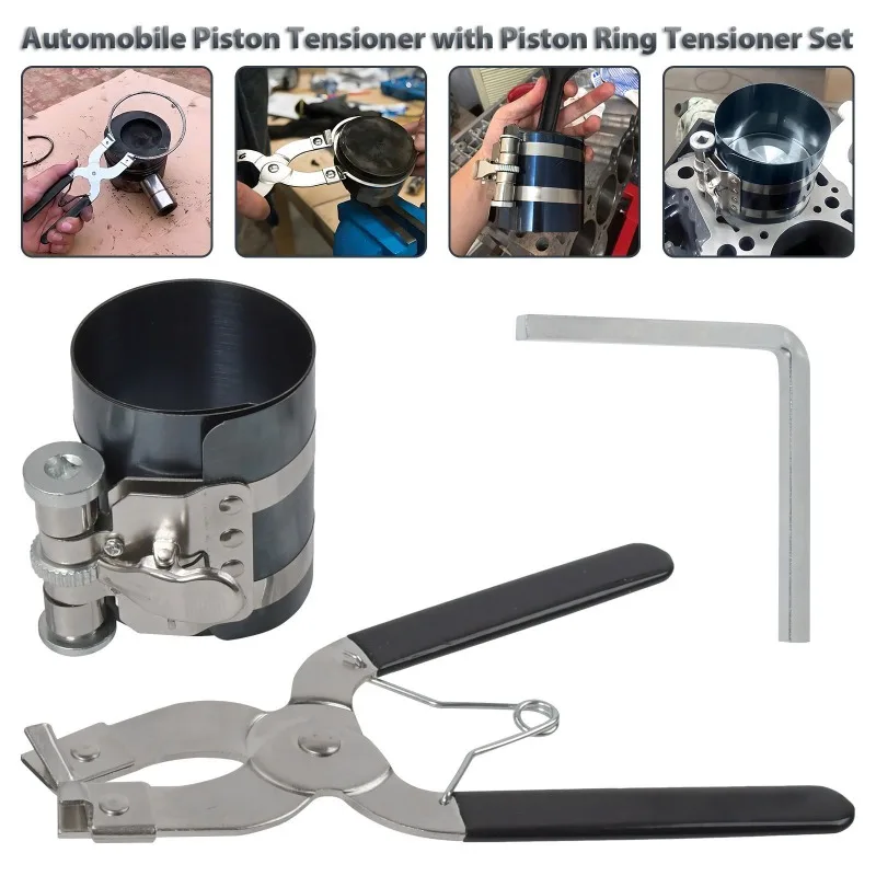 3 Inch Adjustable Piston Ring Compressor Kit With Pliers Auto Engine Installer Clamp Tool For Car Repair Maintenance 53-175mm