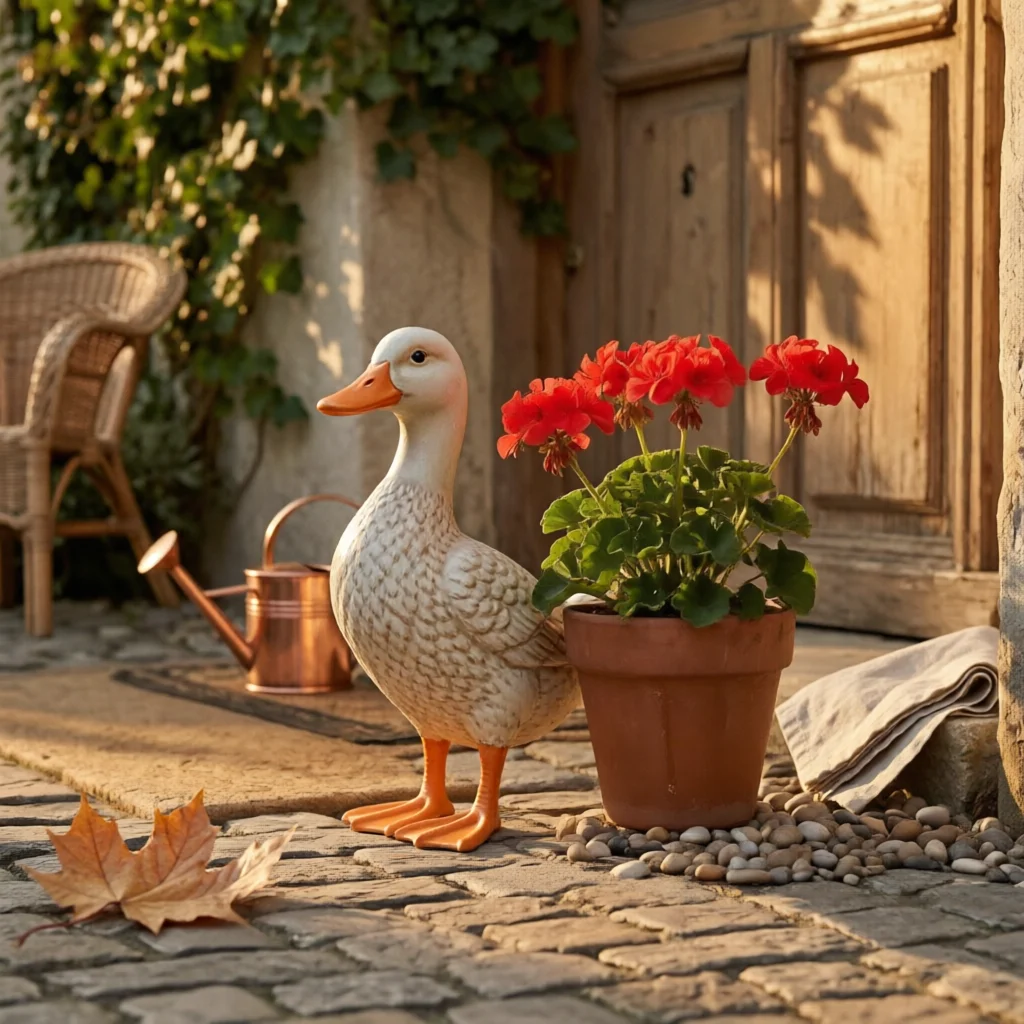 Long-Neck Goose Statue Freestanding Standing Goose Ornament Yard Accent Festive Rustic Charm for Outdoor Display