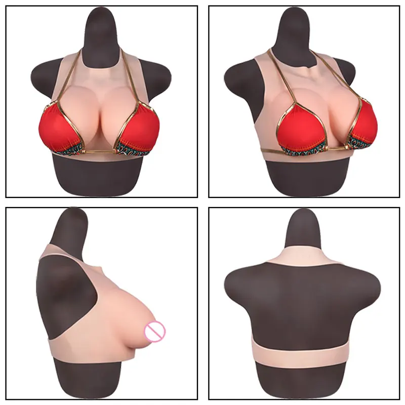 남성용 실리콘 가슴 보형물 - 대형 가짜 가슴 컵 크로스드레서 트랜스젠더 드래그퀸 코스프레 풍성하고 부드러운 흔들림 조절 가능한 플레이트