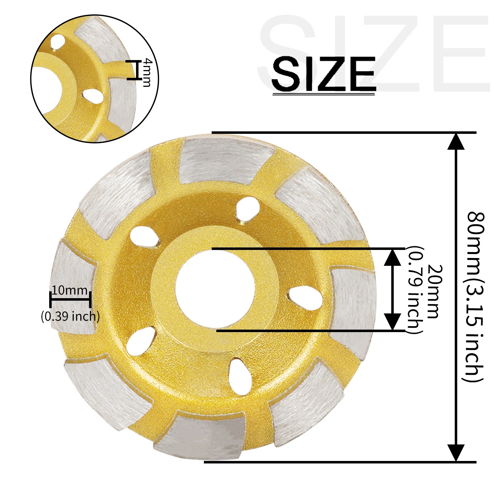 80/100/125/150/180 mm Diamantsegment-Schleifbecher-Radscheibe für Beton, Granit, Stein, Keramik, Schleifscheibe, 1 Stück