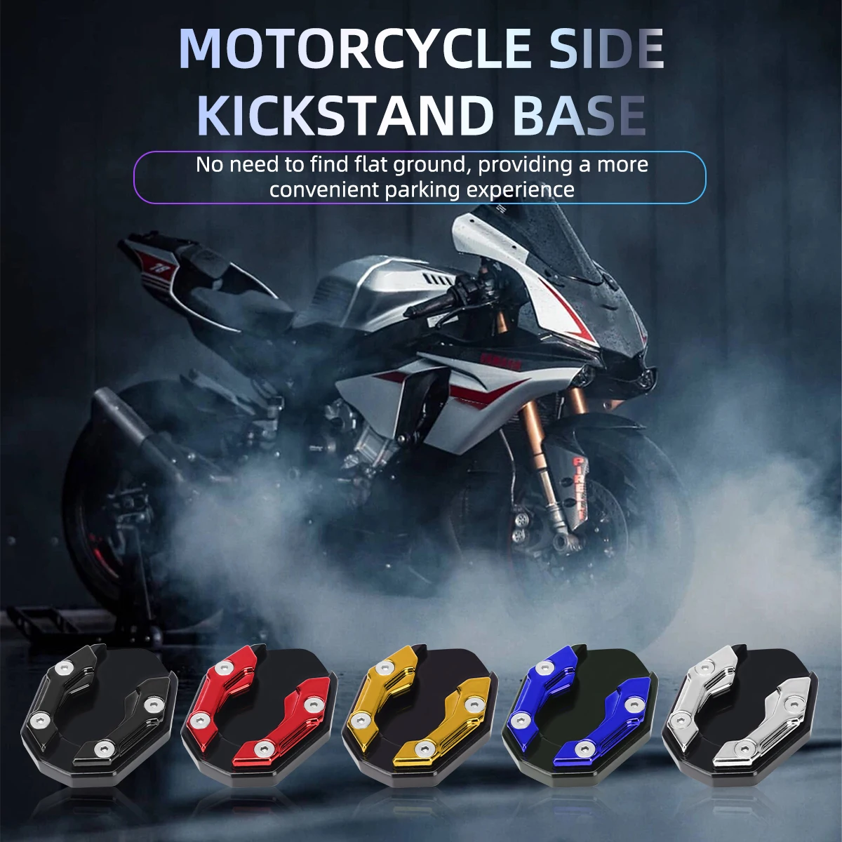 1x Aluminum Alloy Motorcycle Bike Kickstand Extender Foot Side Stand Extension Foot Pad Support Plate Motorcycle UTV Accessories