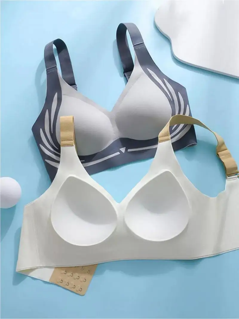 Sagging Wireless Push-up Bra Women Adjustable V Neck No Underwire Suitable For All Types Of Clothing, Such As T-shirts, Vests