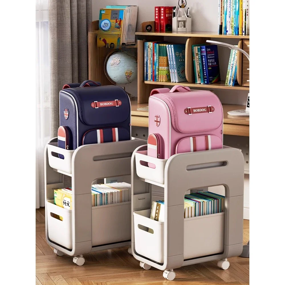 

Schoolbag Storage Rack Movable Desk Basket Household Small Carts Rack Table Bottom Place Bag Artifact Storage Belt Pulley