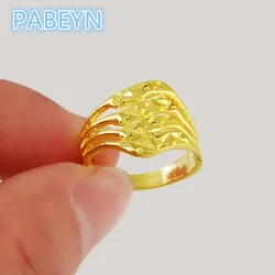 24K Gold Rings Korean Gold Plated Flower Rings Women's Glamour Engagement Jewelry Gifts