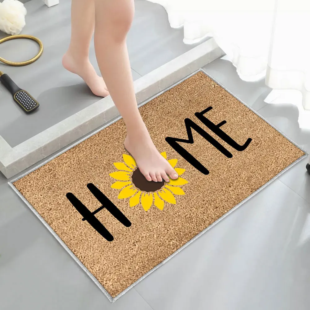 Door Mat Absorbent Welcome Door Mat Non Slip Front Door Mat Decorative Low Profile Doormat for Outside Entry