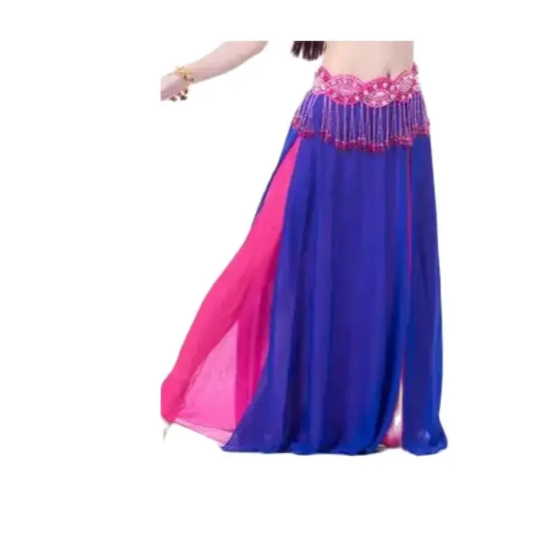 1 pçs/lote profissional sexy dança do ventre traje saia chiffon dupla cor estágio chiffon saia