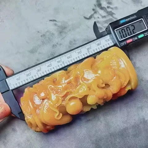 Shoushan Stone Shuanglong Play Pearl Seal Hand-carved Dragon Column Seal