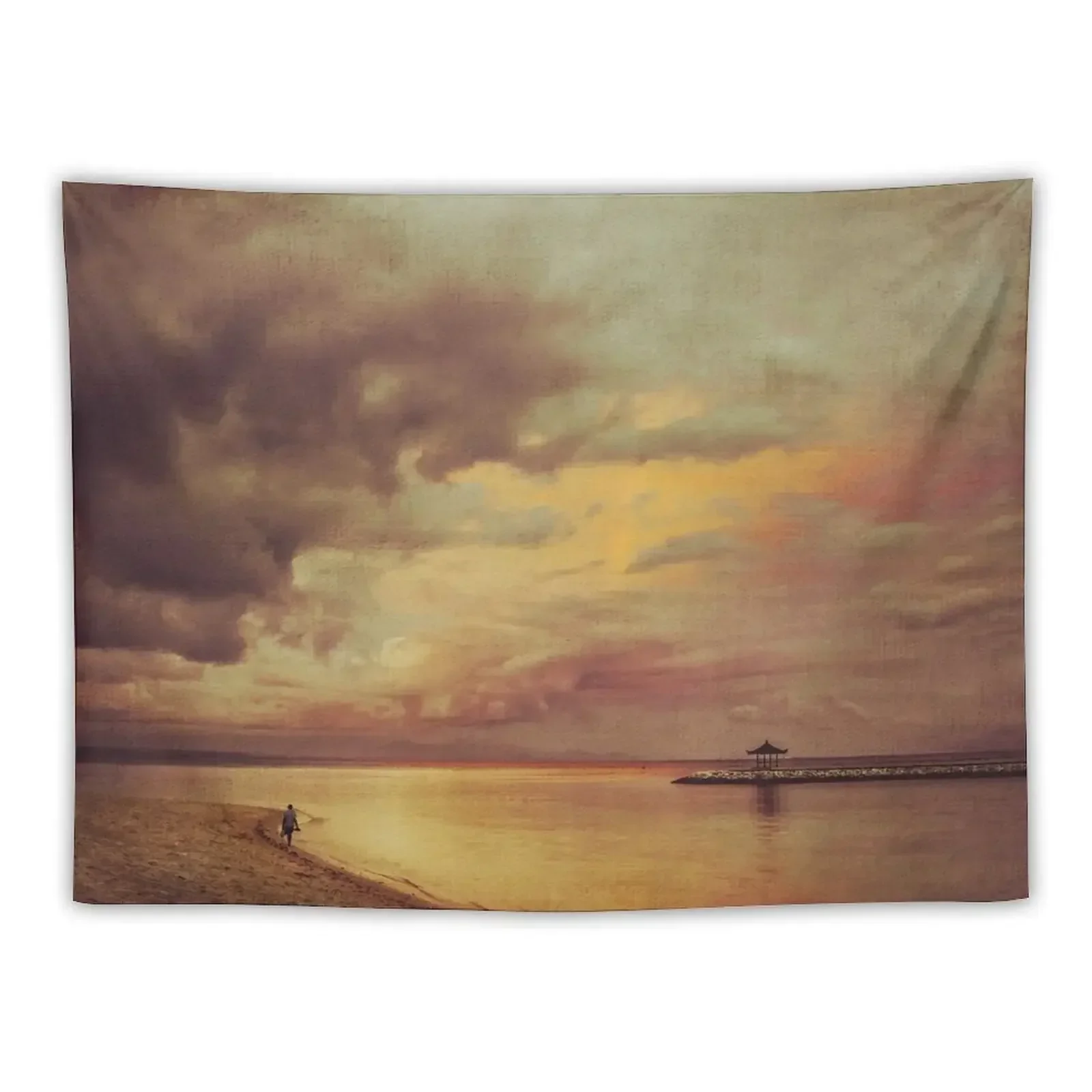 Walk Alone - Balinese Beach at Sunrise Tapestry Cute Room Decor Outdoor Decoration Home Decor Accessories Tapestry