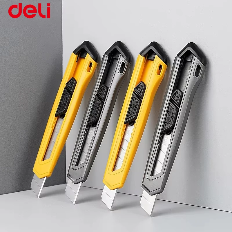 Coltello Multiuso ABS Con Lama Da 18 Mm, Blocco Automatico A Pulsante, Impugnatura Ergonomica, Per Ufficio, Artigianato, Hobby, Taglio, Acciaio SK5, Lama Sostituibile, Sicuro-image