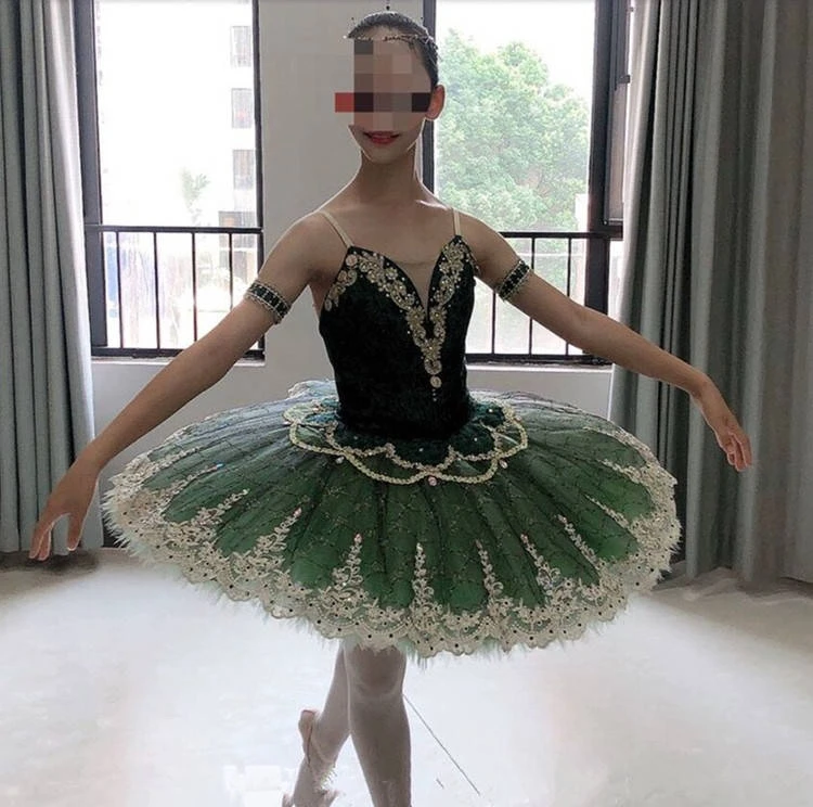 Ballett Tutu Professionelle Erwachsene Kind Ballett Kleid Grün Schwanensee Ballerina Pfannkuchen Tutu Mädchen Frauen Kinder Tanz Kostüme