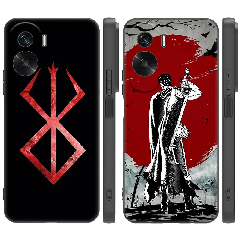 Anime Berserk Guts Cartoon Cover Black Case For Huawei Nova 11 Pro 12 10 9 8 Pro 11i 8i 7i 11SE 10SE 9SE Y91 Y90 Y71 Y70 Y61 Y60