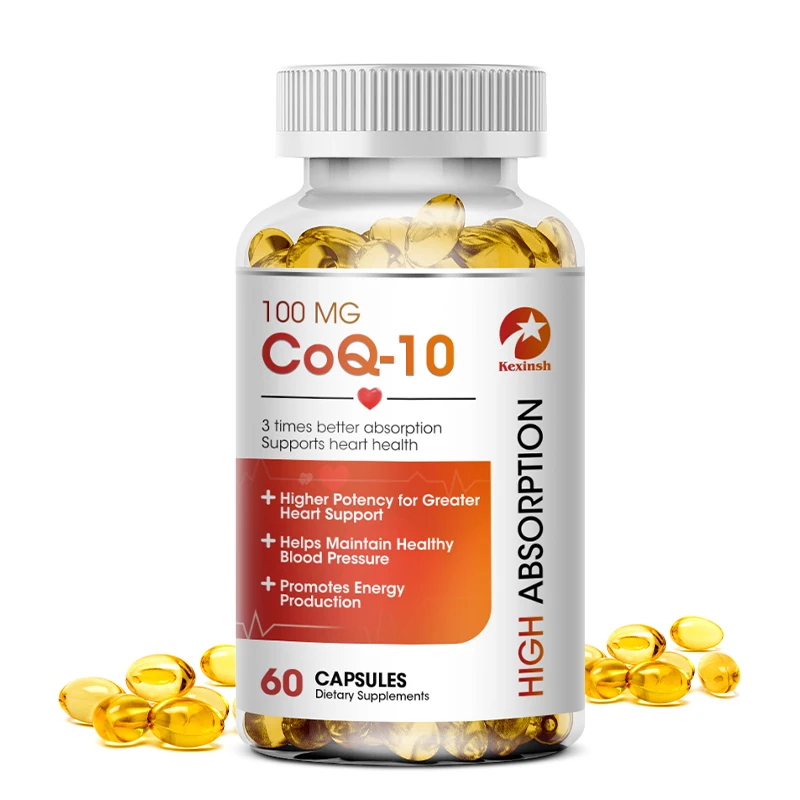 kexinsh COQ10 Capsules 100mg Coenzyme Q10 Capsules Provides Energy To Support Joint Health Promotes Cardiovascular Health Heart