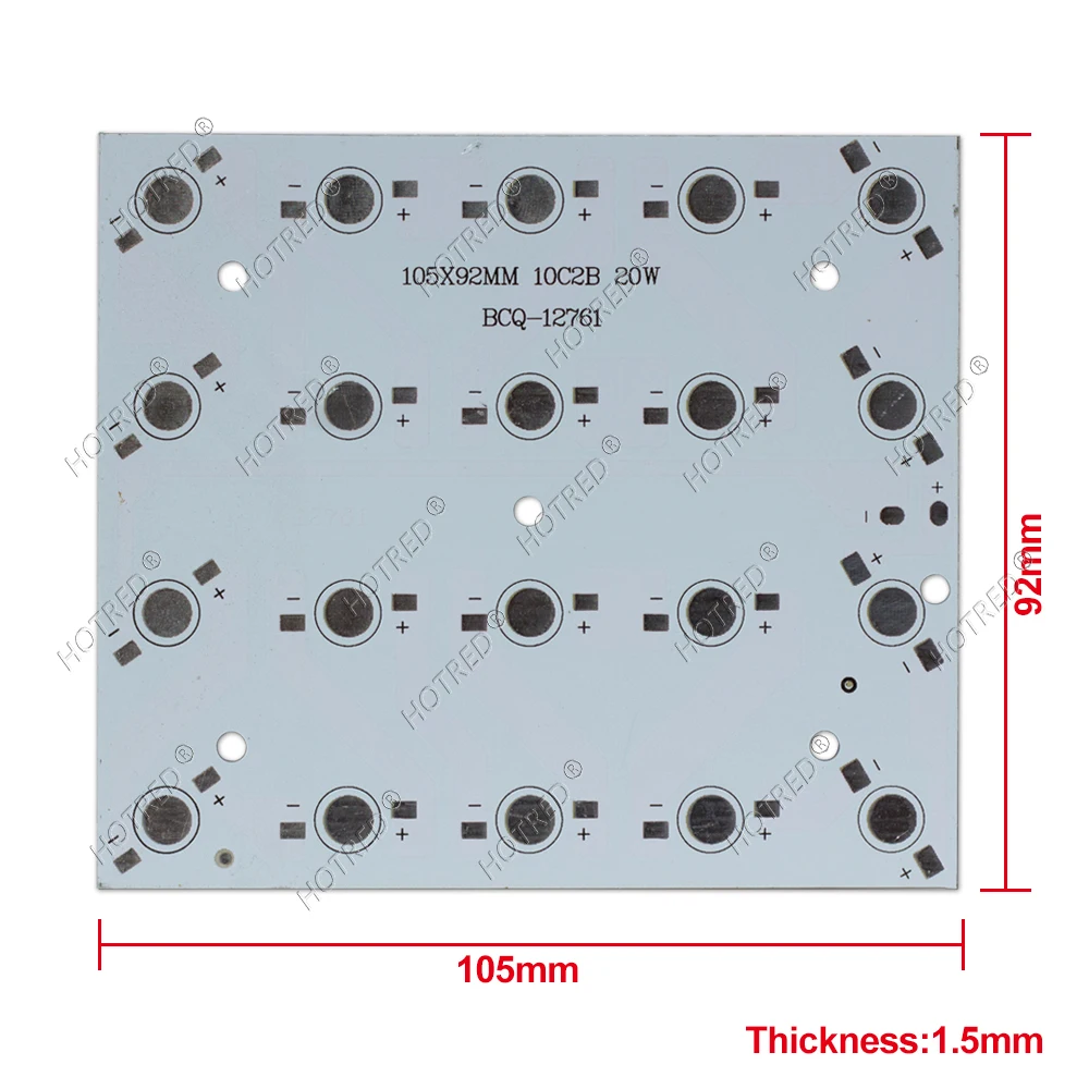 LED Aluminum PCB Board Reflector Lens Holder Base Plate Substrate For 1W 3W 20W 60W Leds Chip Bead 105*92mm For Lamp Flood Light