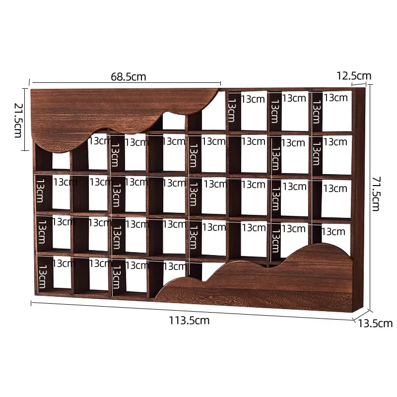 Wall-Mounted Storage Floating Shelves, Wooden Rectangle Cubic Bookshelf Tea Cup/teapot/teapot Rack Multifunction Storage Lattice