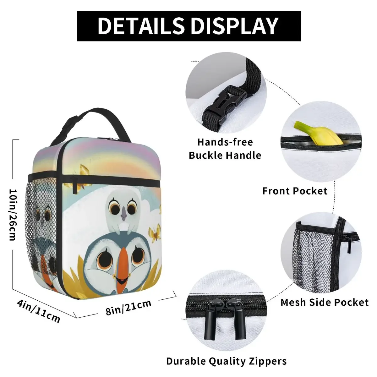 Puffin Rock And New Friends Insulated Lunch Bag for Kids School Cooler Thermal Food Box Tote Portable Lunch Boxes Container