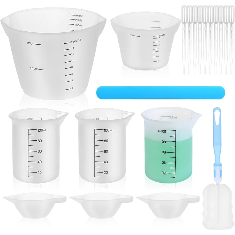

RM-For Epoxy For Resin Mixing Cups, 7Pcs Silicone Measuring Cups Inclu 3 Dispensing Tools-Kitchen Baking Storage Container Set