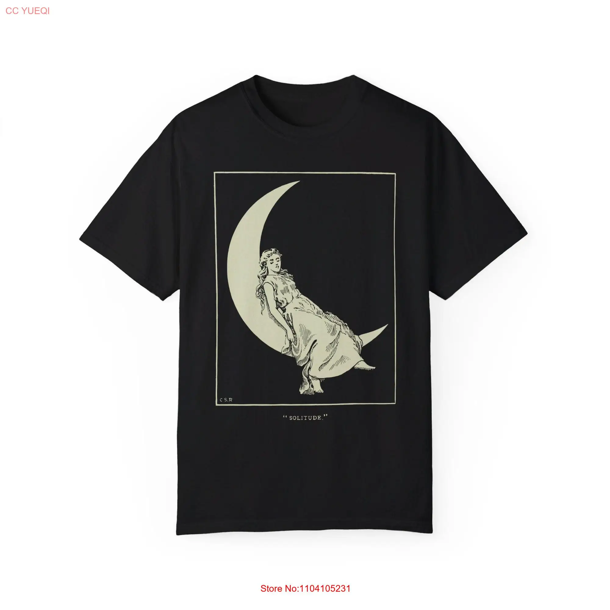 Solitude COMFORT COLORS Crescent Moon Girl Vintage T Shirt Retro Classic Victorian Sleeping Garment Dyed