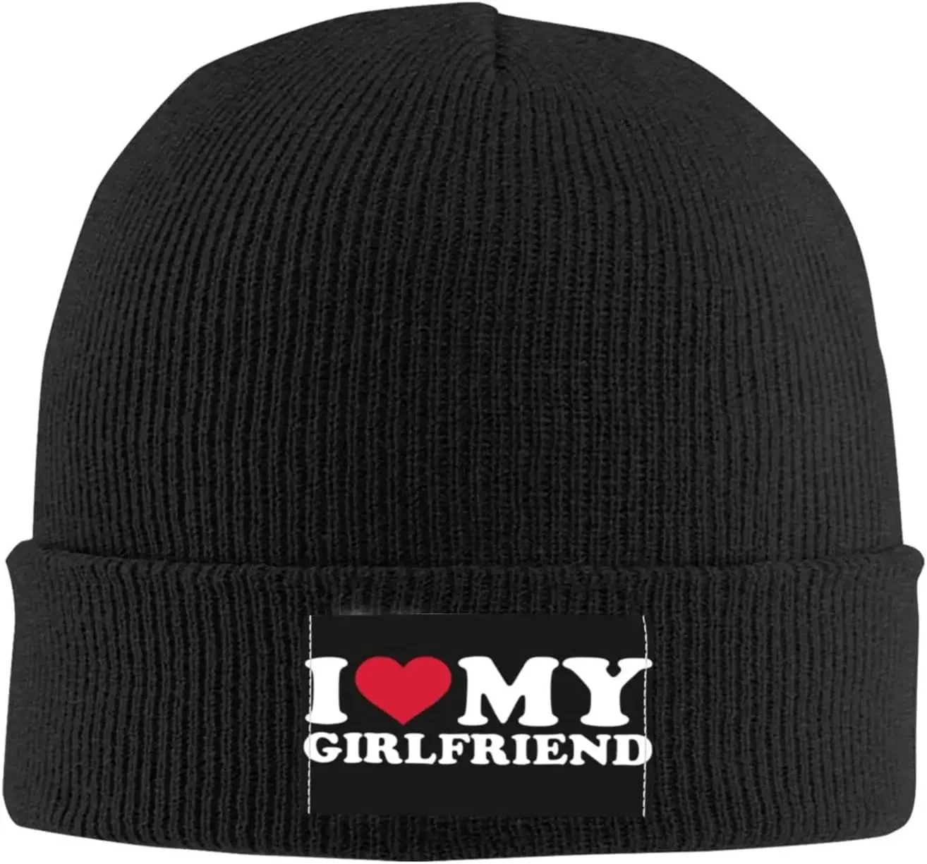 Heart Funny I Love My Girlfriend Beanie Hats Men Warm  Womens Knit Stocking  Skull Cap Black