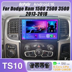 For Dodge Ram 1500 2500 3500 2013-2018 Car Radio Navigation GPS Carplay Stereo Android Auto Multimedia Player DVD Bluetooth 5G