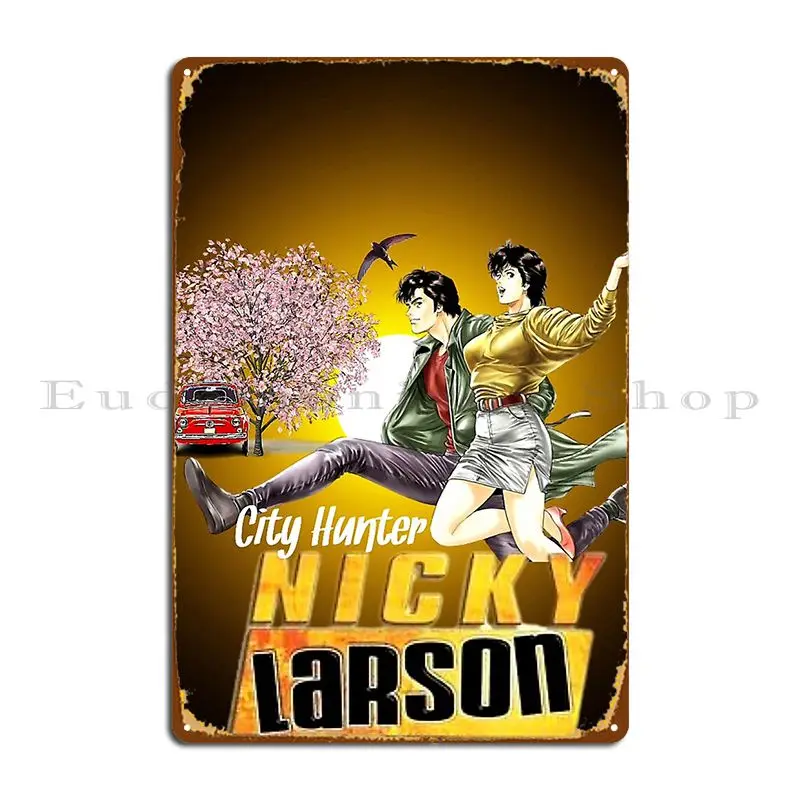 City Hunter Cartoon Metal Sign Mural Cinema Bar Decoration Create Tin Sign Poster