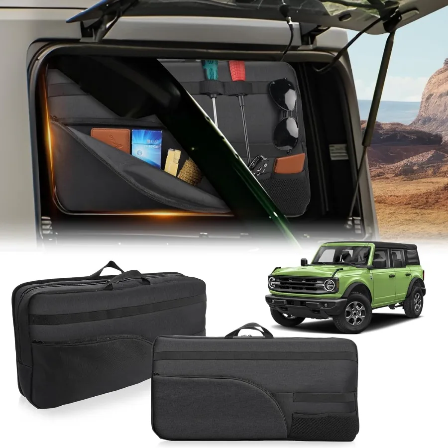 

2 Pack Side Window Storage Bag Kit for 20212025 Bronco 4 Door 2nd Row Roll Bar Cargo Suction Organizer Storage Pocket for OffR