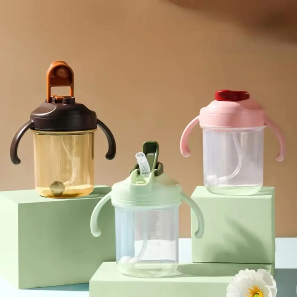 

Герметичная бутылочка для воды для малышей, портативный контейнер для обучающей воды с двойной ручкой, съемная детская соломенная чашка для питья с защитой от крови