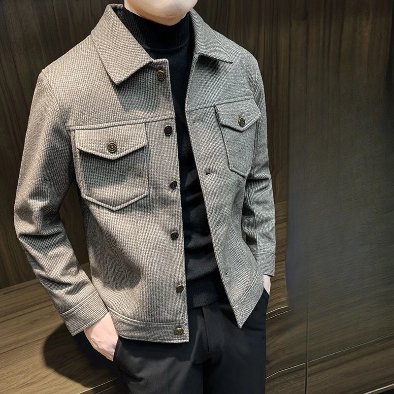 Men\'s Wool & Blends Jackets Slim Fit Solid Color Short Male Coats Joker Luxury Designer Harajuku Korean Reviews Many Casual Cold