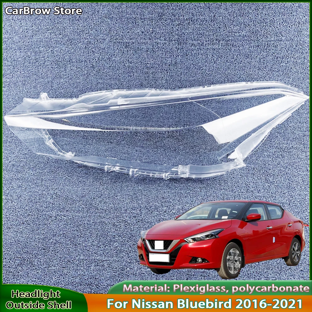 

For Nissan Bluebird 2016 2017 2018 2019 2020 2021 Front Headlamp Cover Transparent PC Lampshade Headlight Shell Lens Plexiglass