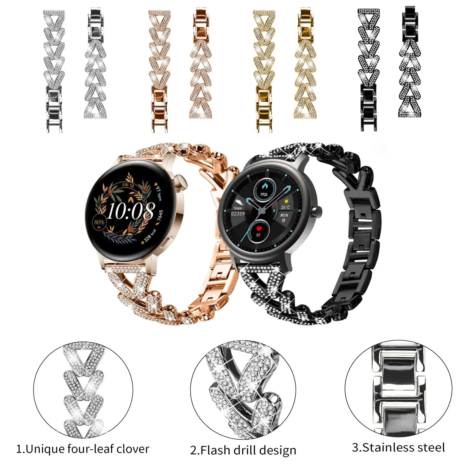 

For Amazfit GTs4 Mini/3/2 /2e/2 Mini xDfind small Twist Diamond Metal Watch Band 20MM