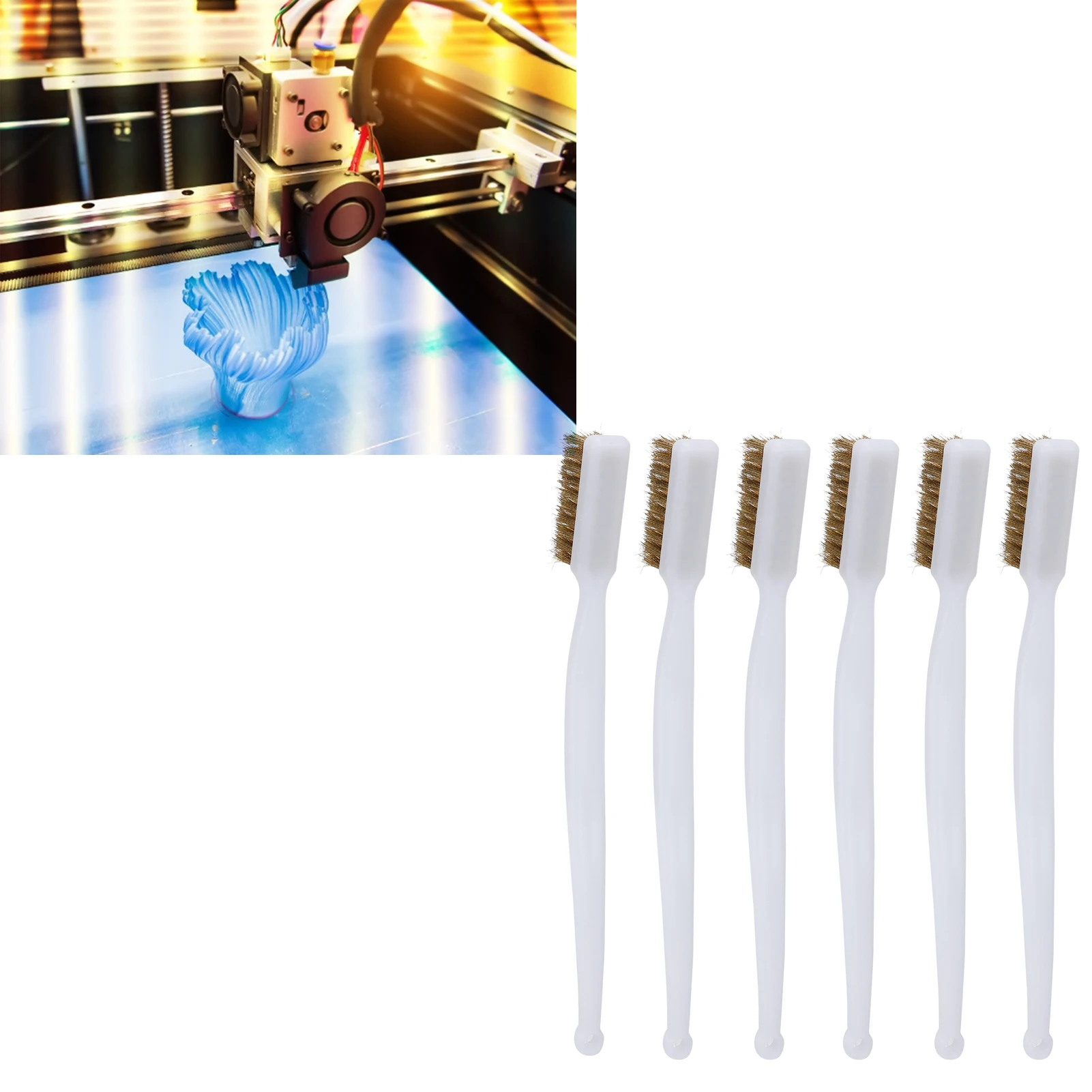 

6PCS Printer Cleaning Steel Wire Brush Plastic Handle Rust Removal Wire Brush Accessory Printer Cleaning Wire Brush
