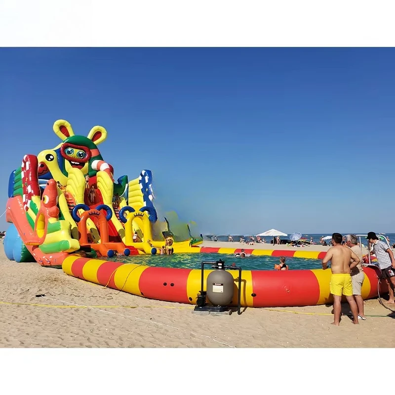 Hot Seller Inflatable Palm Tree Slide Dual-lane Huge Water Slides Inflatable for Adults Inflatable Water Park Slides for Rental