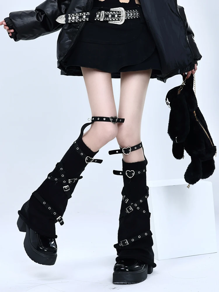 オリジナルパープル y2k 愛メタルバックル脚カバーダークパンク人格脚リングクロス jk ニーソックス女性