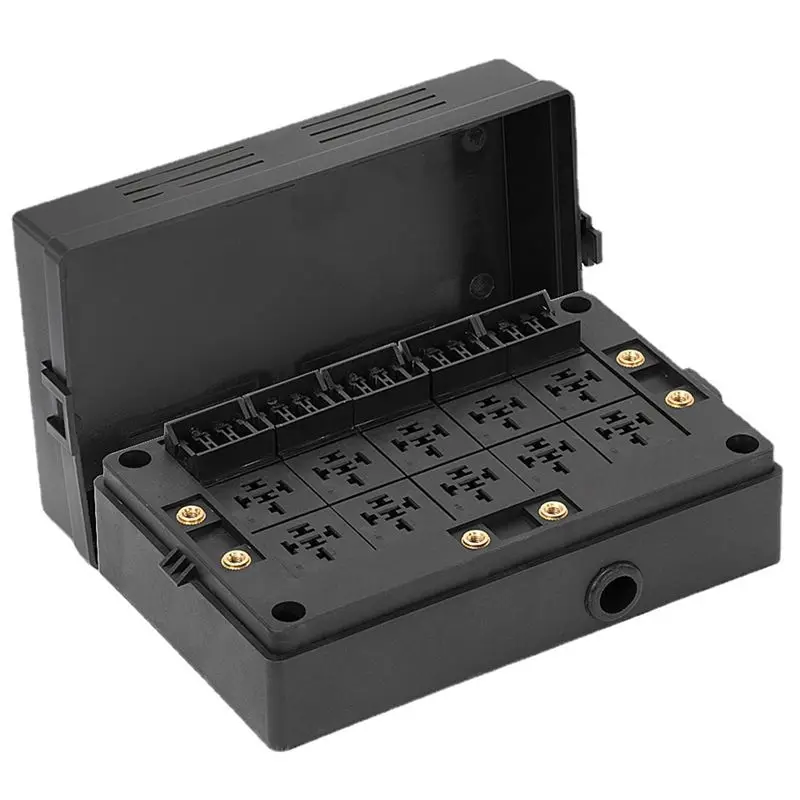 Compatible 12V Automotive Fuse Relay Box Universal Block for Car, Truck - 10 Slot Style Relay Holder, 15 Slot ATC/ATO Fuse Holde