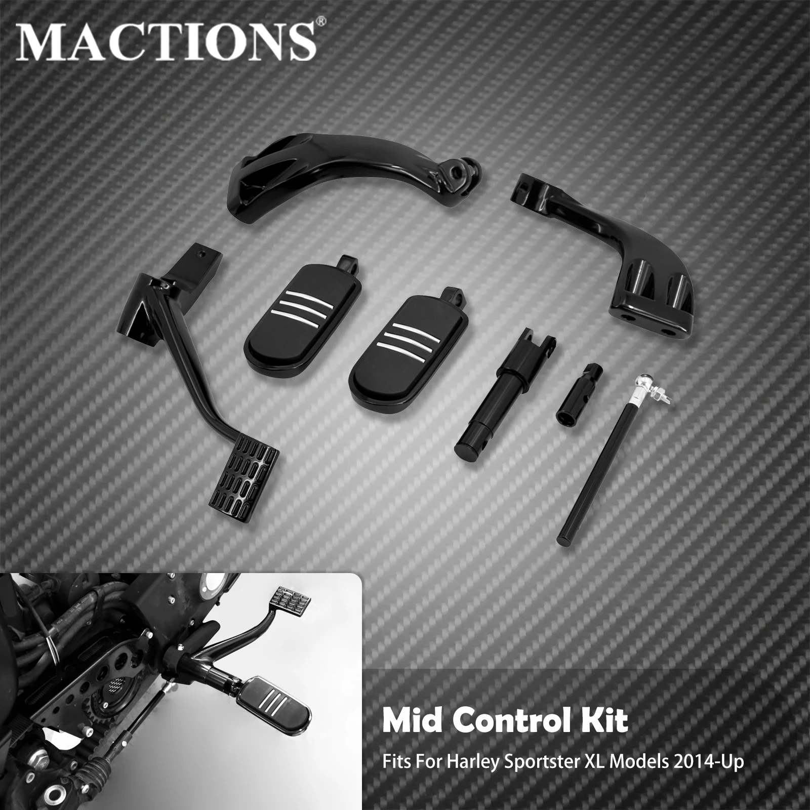 Motorcycle Mid Control Kit FootPeg Foot Rests Pegs Lever Linkage For Harley Sportster Iron 883 XL883N XL883 XL1200 14-19