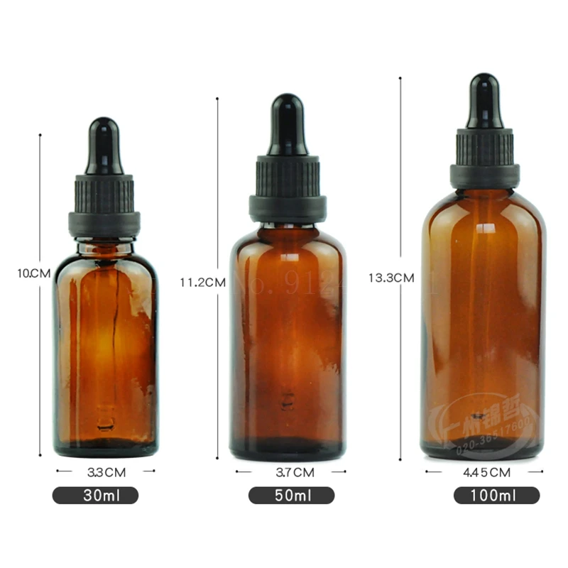 30pcs Amber Dropper Bottles 5ml-100ml Brown Pipette Bottle Essential Oil Essence Glass Vials Anti-theft Cap Cosmetic Container