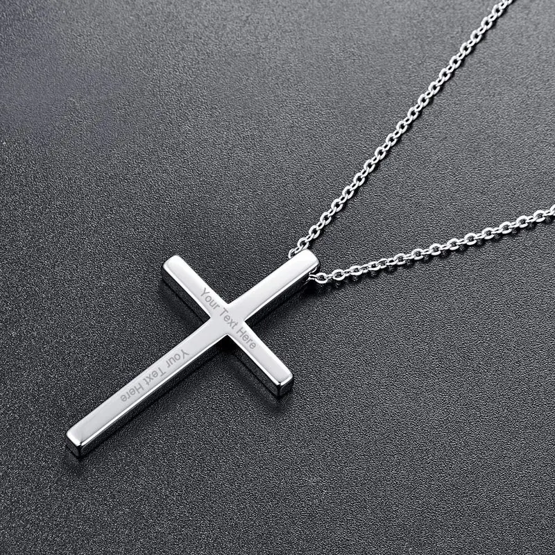 JQUEEN Men\'s Tungsten Carbide Necklace Tone Custom Tungsten Steel Cross Pendant Stainless Steel Box Chain Neckalces