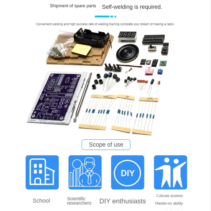 HU-017A Rda 5807S Radio-Ontvanger Module Kit Fm Elektronische Diy Circuits Onderdelen Digitale Buis Display 87-108Mhz, Zonder Shell