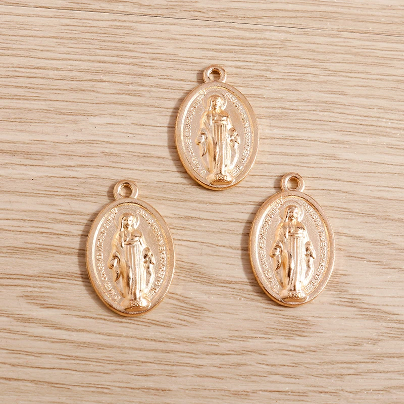 Tusember 10 Stück 26 x 16 mm ovale runde Jungfrau-Maria-Anhänger aus Legierung für DIY-Ohrringe, Halsketten, Schmuckherstellung, handgefertigte Accessoires – Detail 4
