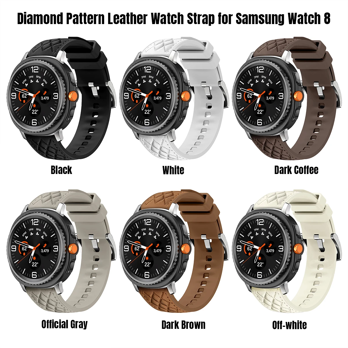 Armband für Samsung Galaxy Watch 8 Classic 46mm, Smartwatch-Gürtel für Galaxy Watch 9 8 44/40mm, Silikon+Leder-Armband