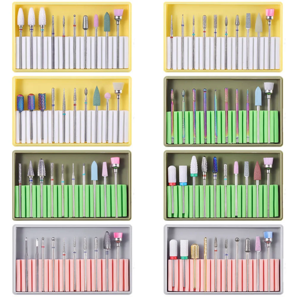 1Set Nagelboren Set Professionele Keramische Manicure Slijpkop Geel Elektrisch Nagelpolijstgereedschap voor Acryl en Gel