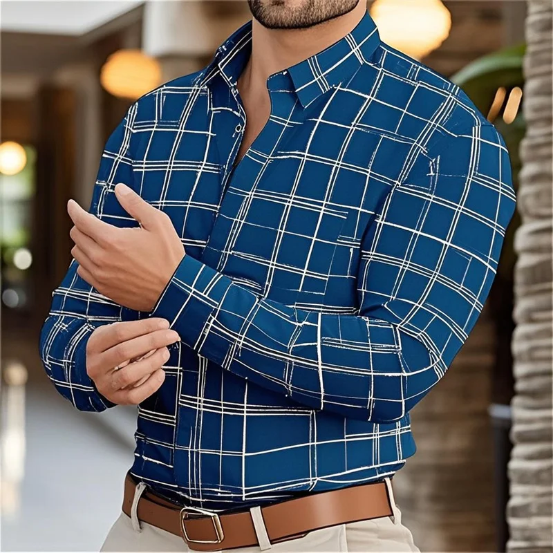 

2025 Men's Shirt Casual Comfort Long Sleeve Polka Dot Geometric Colorblock Lapel Daily Vacation Fashion Comfort Tops