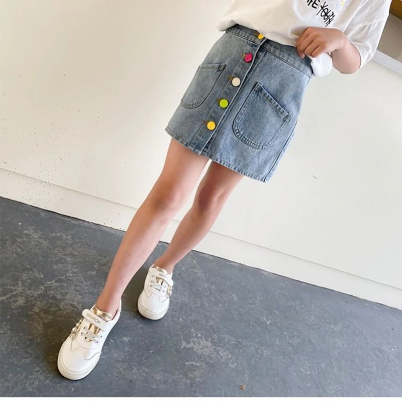 Children Girls Denim Skirt Summer Baby Cowboy Short Skirts New Kids Clothes Girls 4 To 12 Cute Skirt
