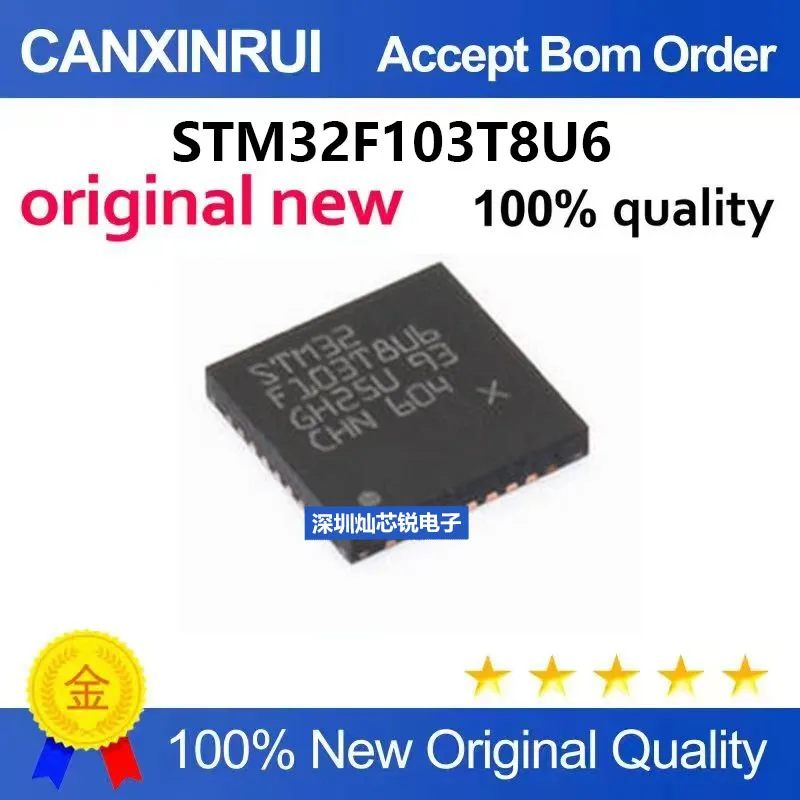 (5-100pieces)Brand New Original STM32F103T8U6 SMD QFN36 ARM Cortex-M3 32-bit Microcontroller MC