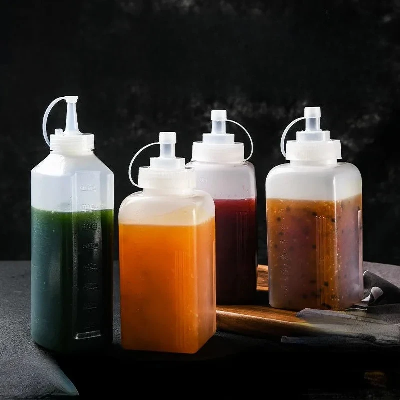 Squeezing Bottle Commercial Plastic Household Fructose Large Bore Squeezing Milk Tea Shop Special Sesame Sauce Salad Jam Bottle