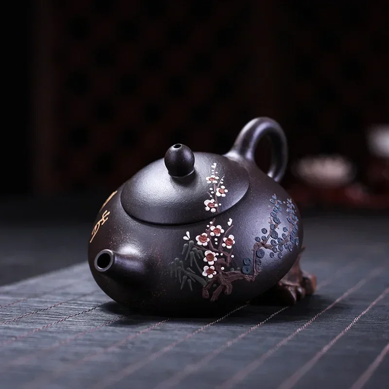 Image 4: Yixing théière violet argile pierre Scoop théière chinois célèbre ensemble fait à la main bouilloire service à thé personnalisé cérémonie cadeau 160ml