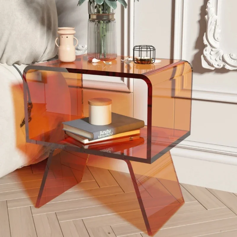 Acrylic Bedside Table Floating Mini Coffee Table Living Room Sofa Side Table Luxury Small Apartment  Modern Compact