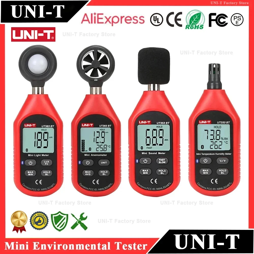 UNI-T UT383/BT Illuminometer Light Meter UT363/BT Anemometer UT353/BT Sound Meter UT333/BT Temperature Humidity Meter