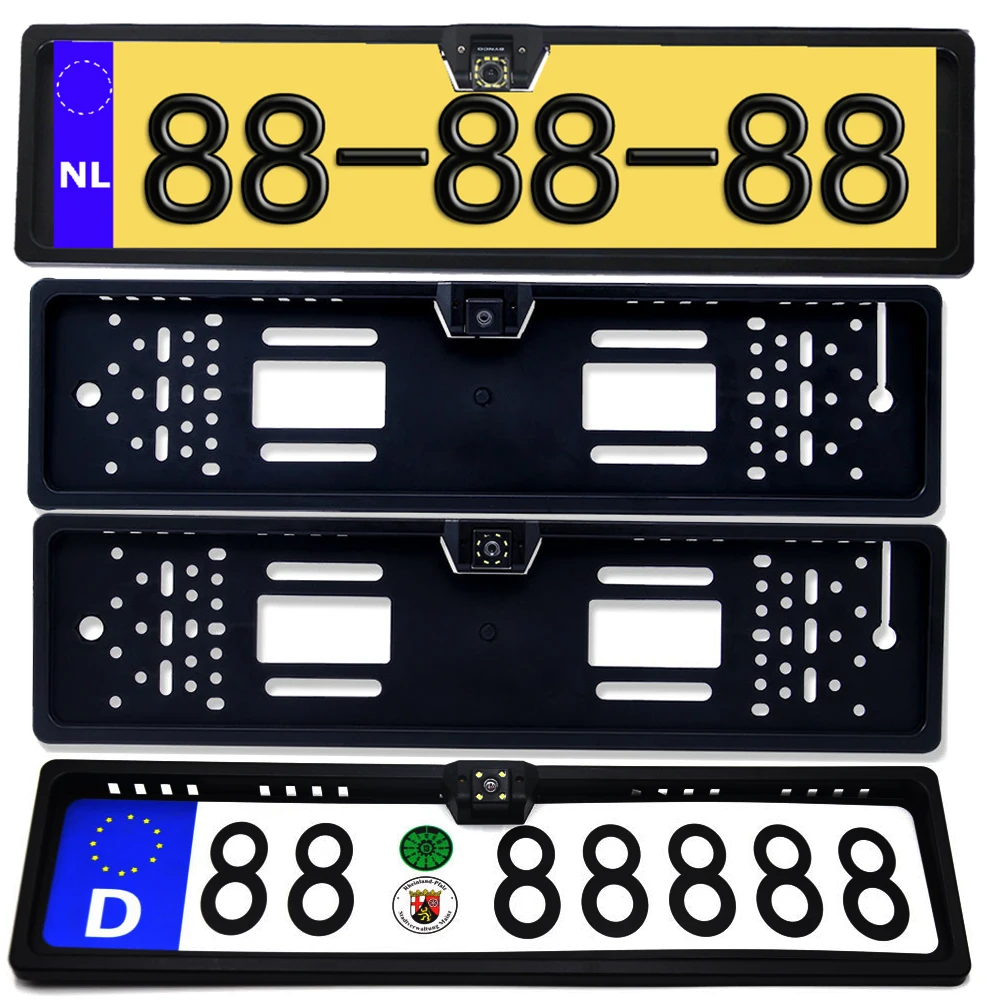 

Pakring Car Rear View Camera EU European License Plate Frame Waterproof Night Vision Reverse Backup with 4 Or 8 12 LED Light