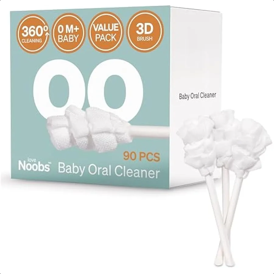 

Baby Tongue Cleaner Newborn by LoveNoobs™ 90 Count Value Pack 360° Disposable Baby Mouth and Oral Cleaner Gauze 0 M+ Toddler To