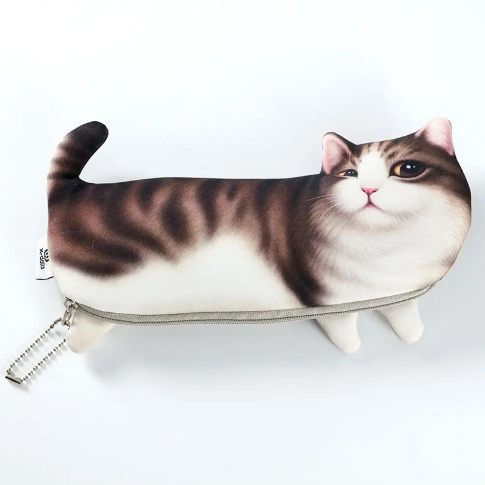 New Funny 3D Simulation Cat Pen Bag Large Capacity Stationery Bag Student Pencil Case Pen Storage Bag Learning Office Supplies